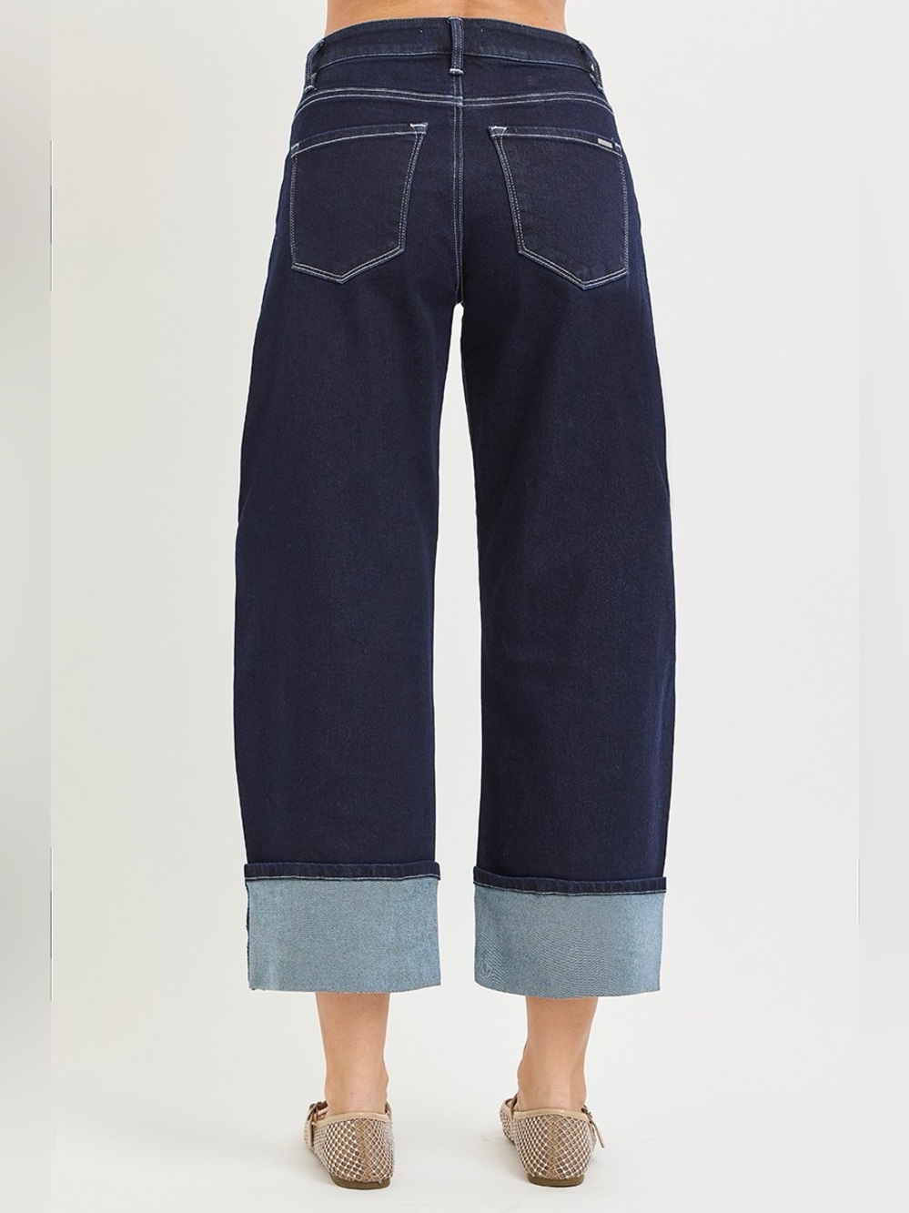 RISEN Slouchy Crop Barrel Cuffed Hem Jeans - Picture 3 of 7